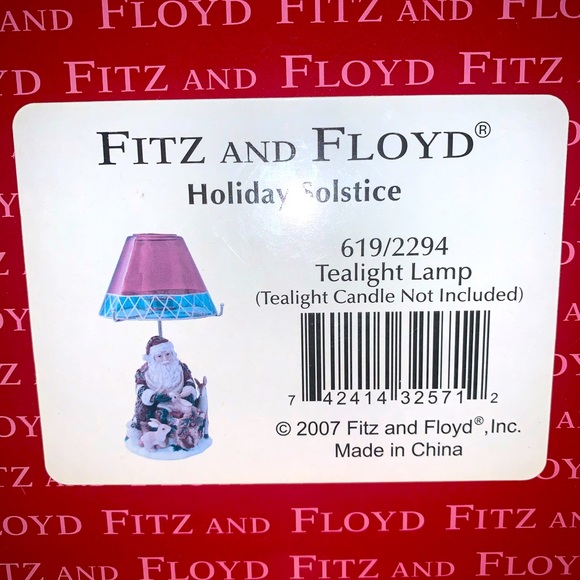 Fitz & Floyd Holiday Solstice Santa Votive Candle Holder Bunnies Christmas RARE - Picture 8 of 9